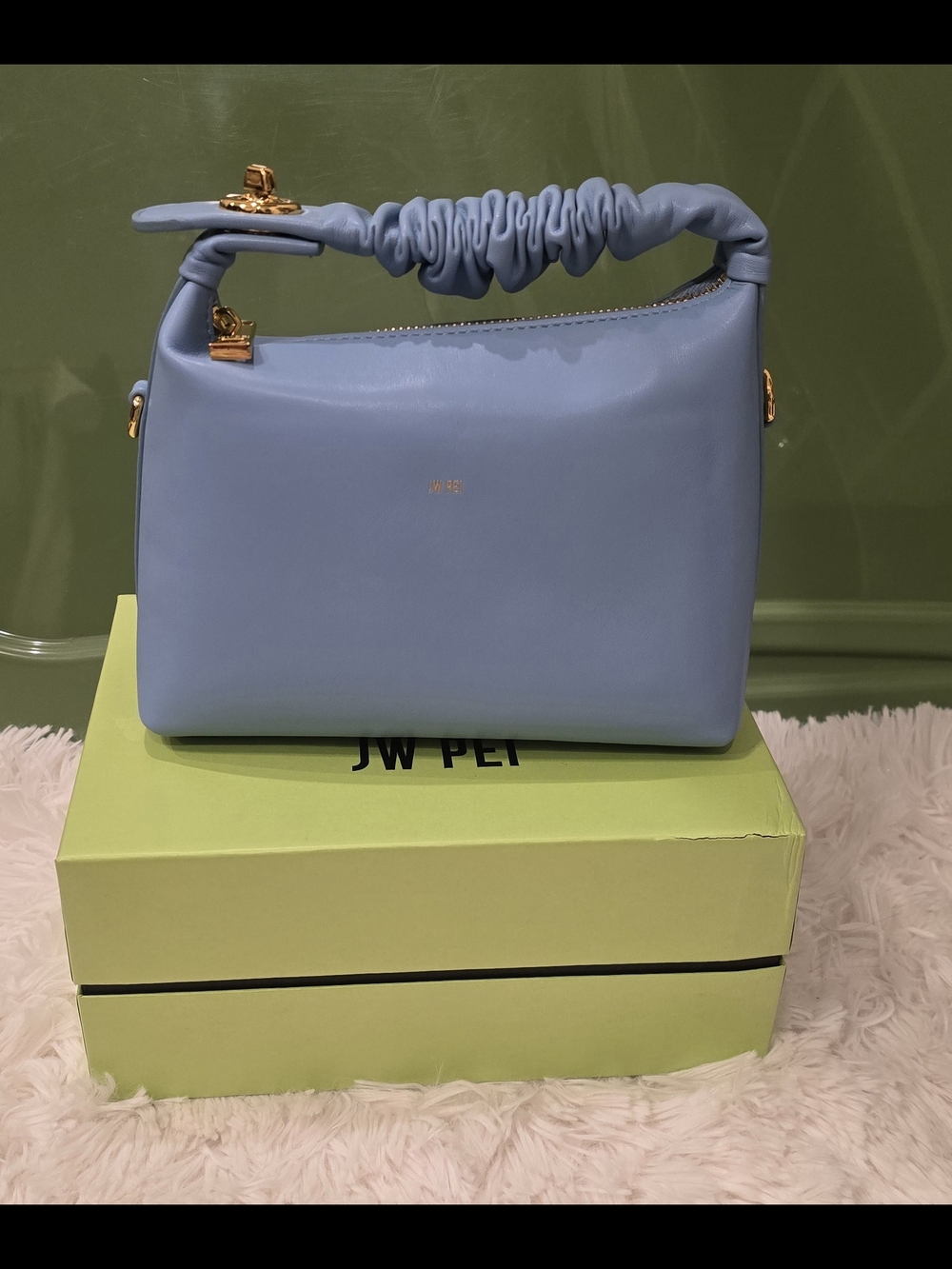 JW PEI Powder Blue Scrunchie Handle Shoulder Bag